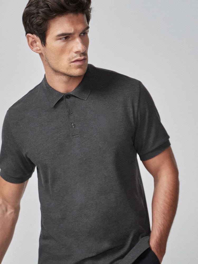 Slim fit charcoal grey Polo Shirt