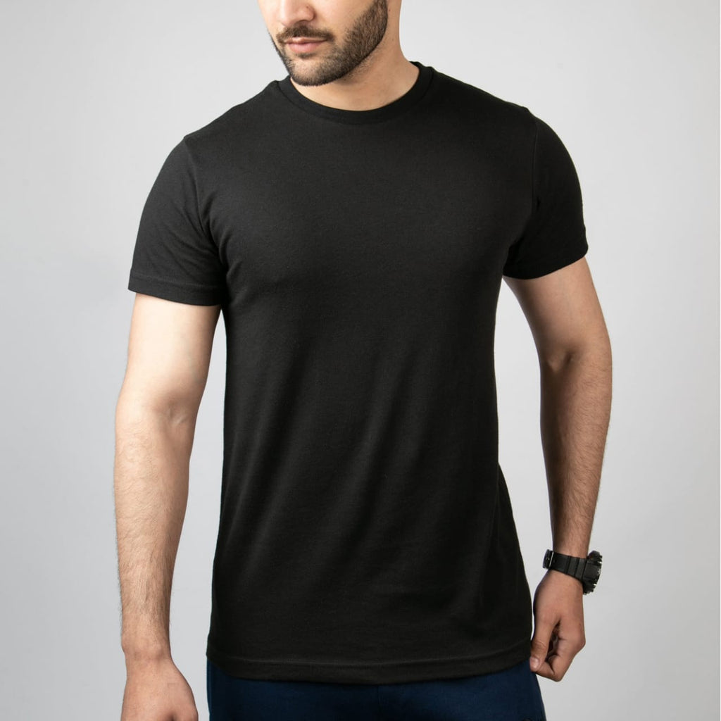 Black Plain Crew neck T-shirt