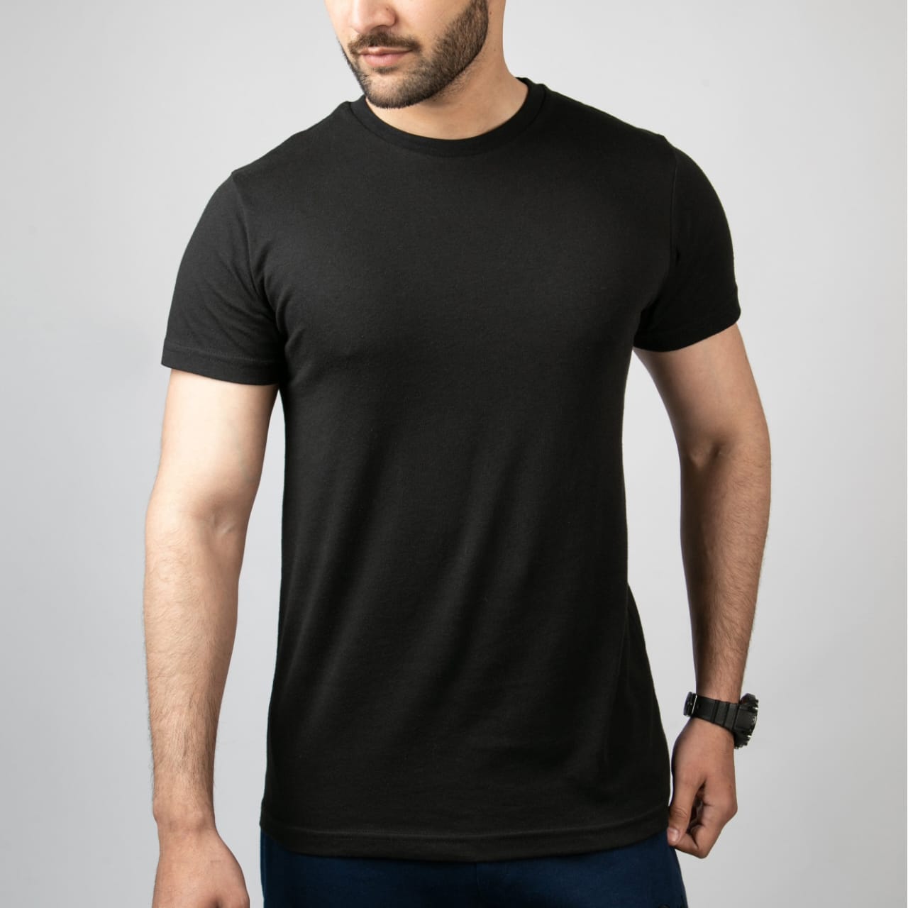 Black Plain Crew neck T-shirt