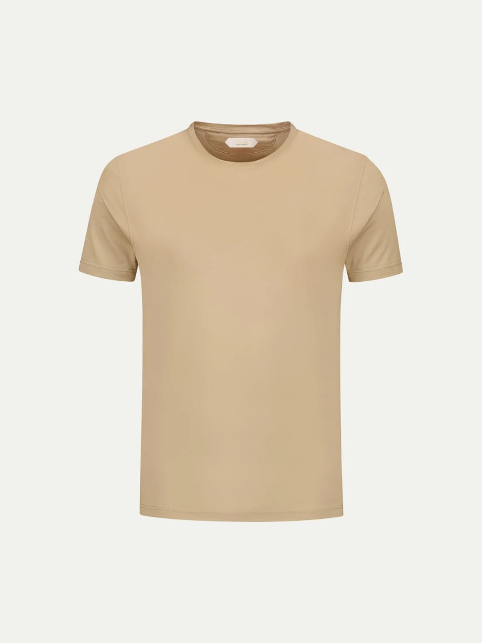 Beige Plain Crew Neck T-shirt