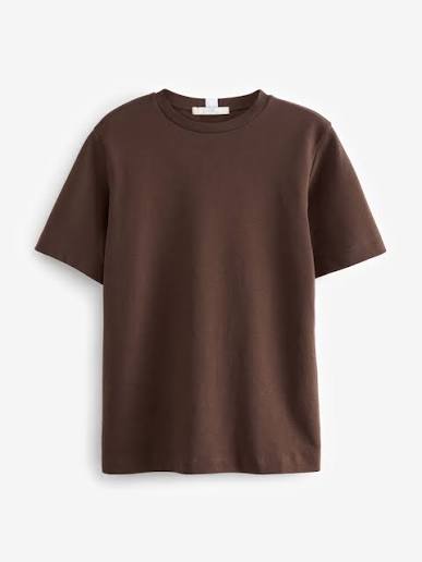 Brown Plain Crew Neck T-shirt