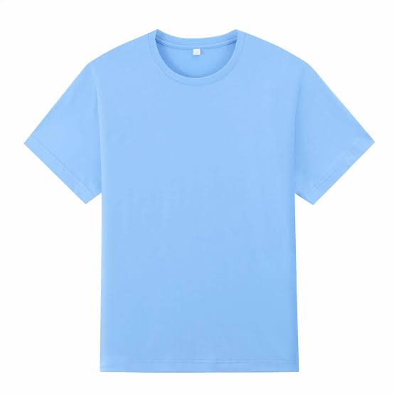 Blue Plain Crew Neck T-shirt