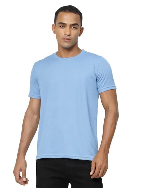 Blue Plain Crew Neck T-shirt